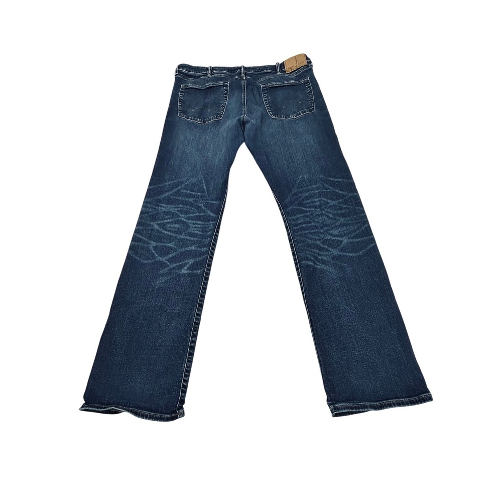 American Eagle Airflex+ Jeans Mens 38x36 Dark Wash Blue Denim Relaxed Straight - Picture 8 of 13
